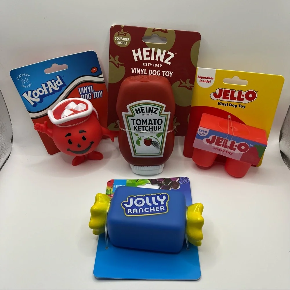 NWT‎ Novelty Dog Toys Lot of 4 | Retro Food Squeaky Toys